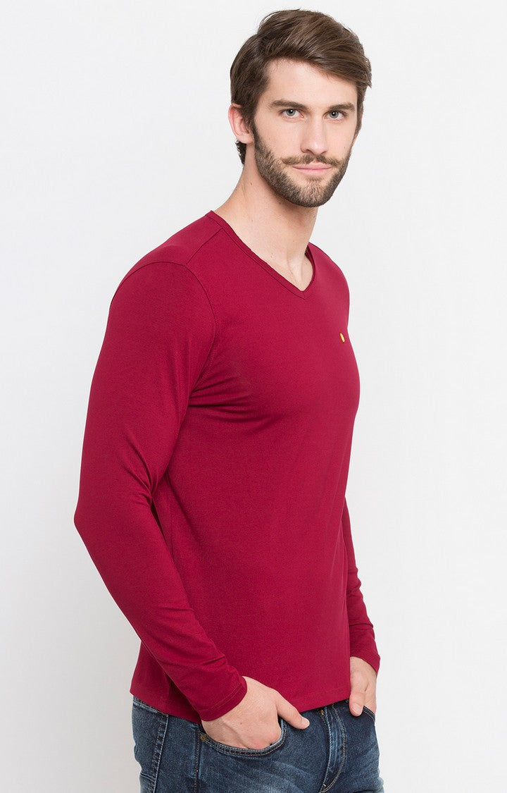 Spykar Pink Solid Slim Fit Men T-Shirts