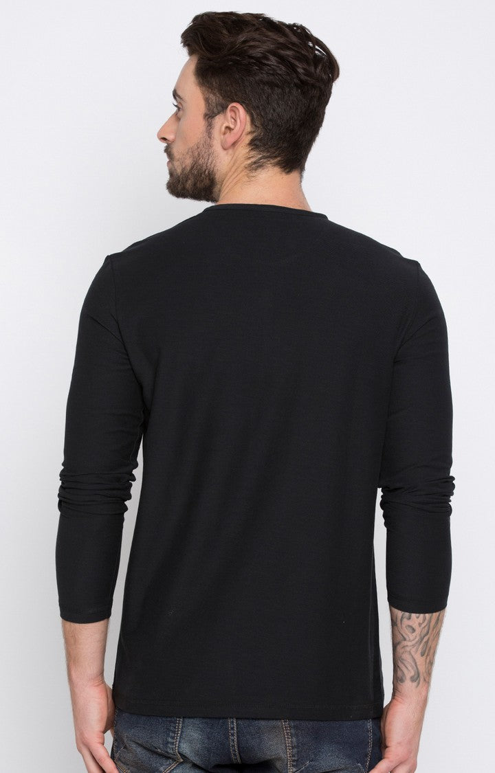 Spykar Black Solid Slim Fit Men T-Shirts