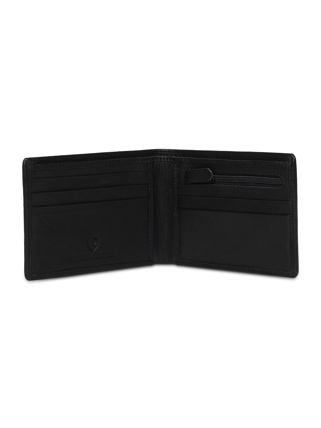 Spykar Men Black Leather Bi-Fold Wallet