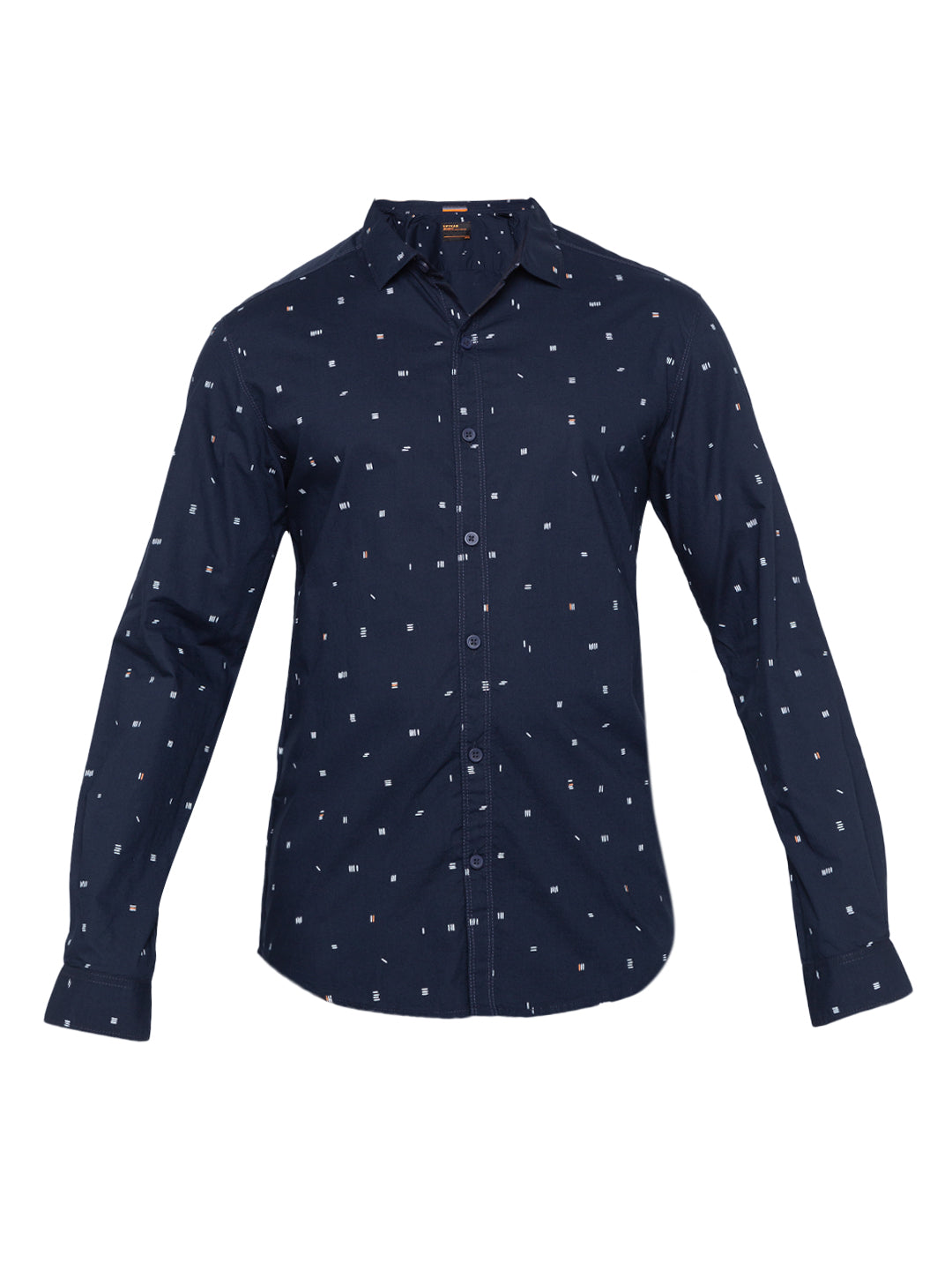 Spykar Men Navy Printed Slim Fit Casual Shirt