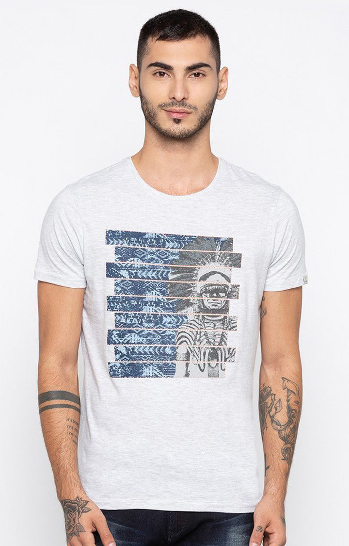 Spykar Ash Printed Slim Fit Men T-Shirts