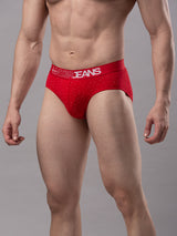Men Premium Cotton Blend Red Brief - (Pack Of 2)- Underjeans By Spykar