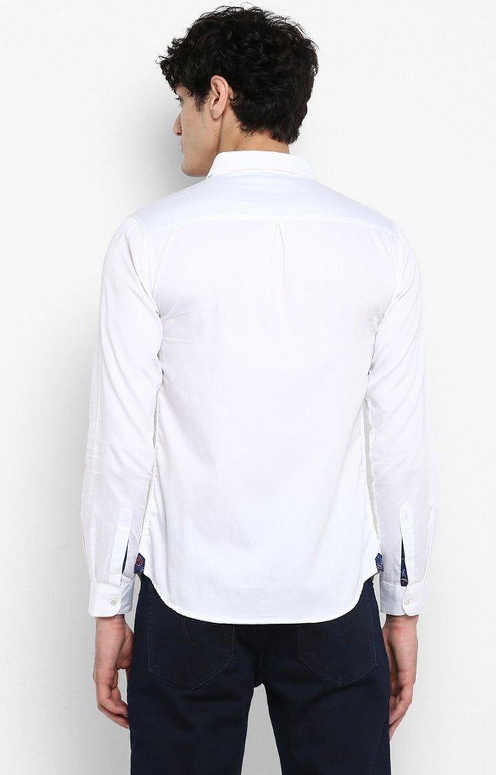 Spykar Men'S White Satin Solid Casual Shirts