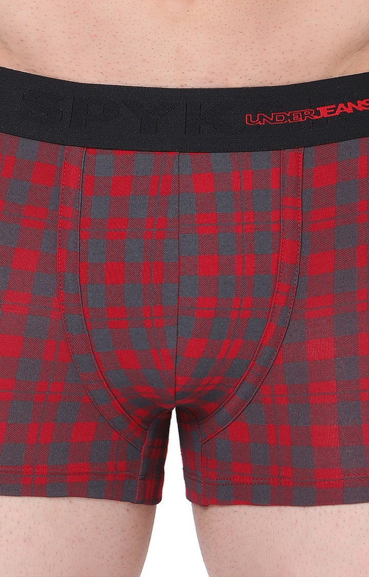 Underjeans By Spykar Men Maroon Checked Trunks