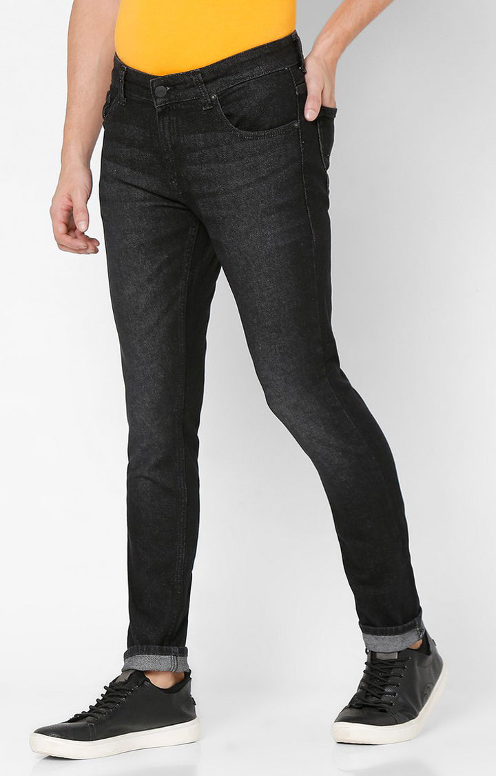 Spykar Men Black Cotton Slim Fit Narrow Length Jeans (Skinny)