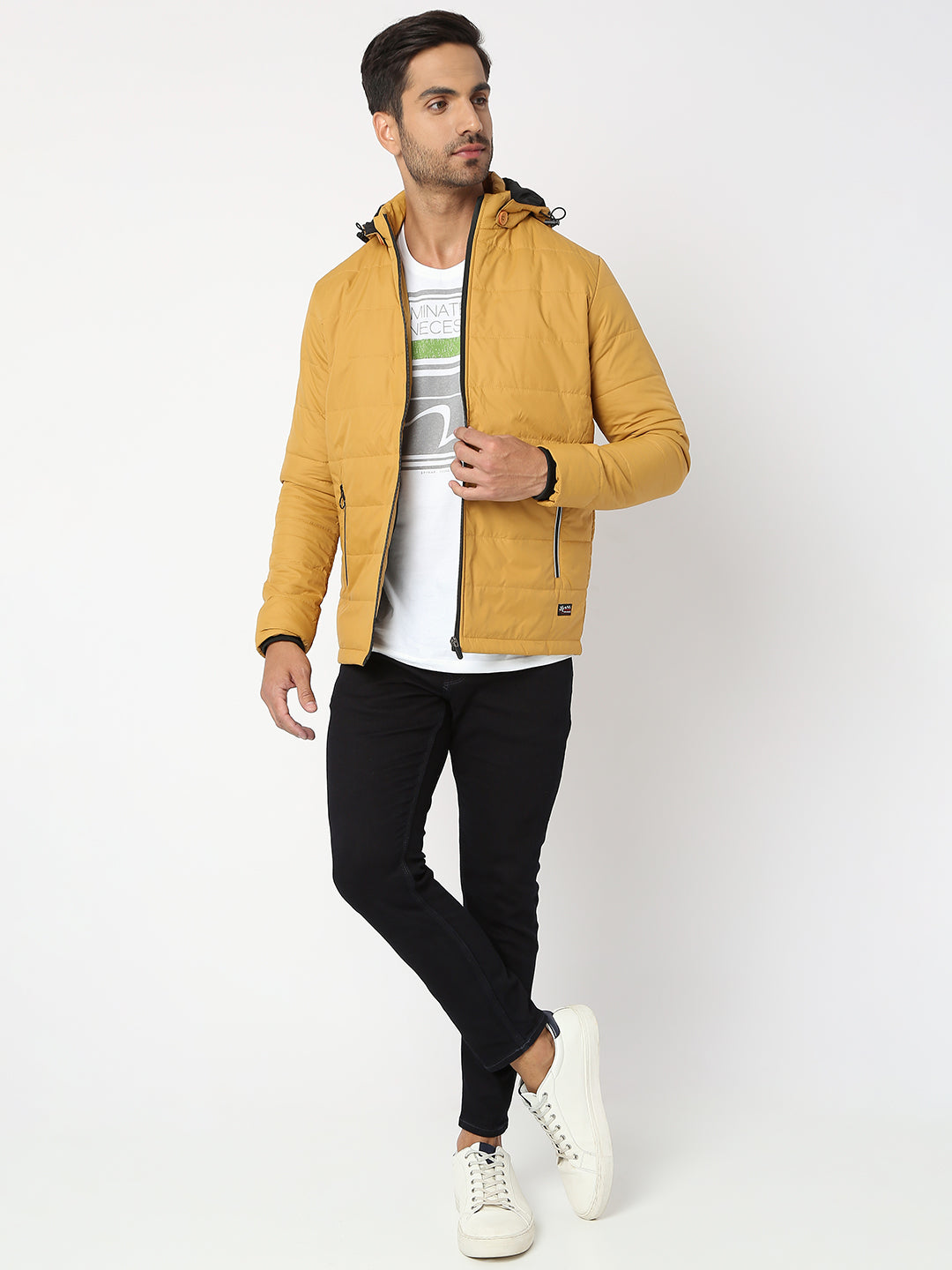 Spykar Men Mustard Nylon Regular Fit Jacket