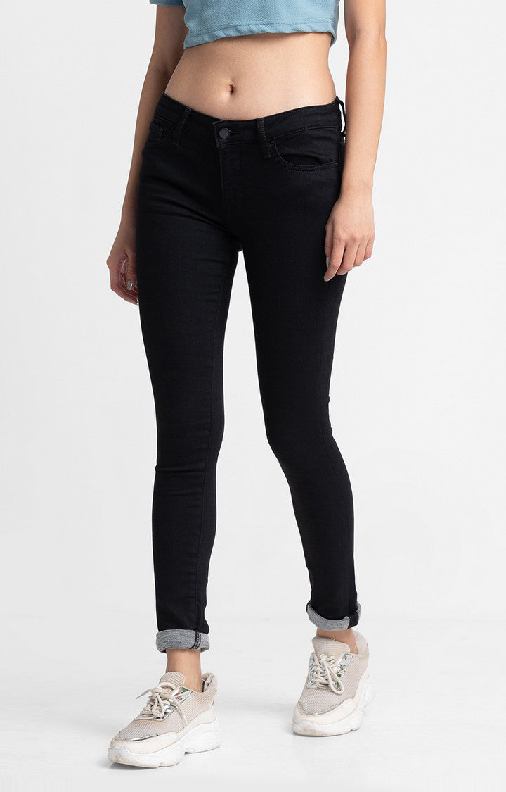 Spykar Women Black Cotton Super Skinny Regular Length Jeans (Alica)
