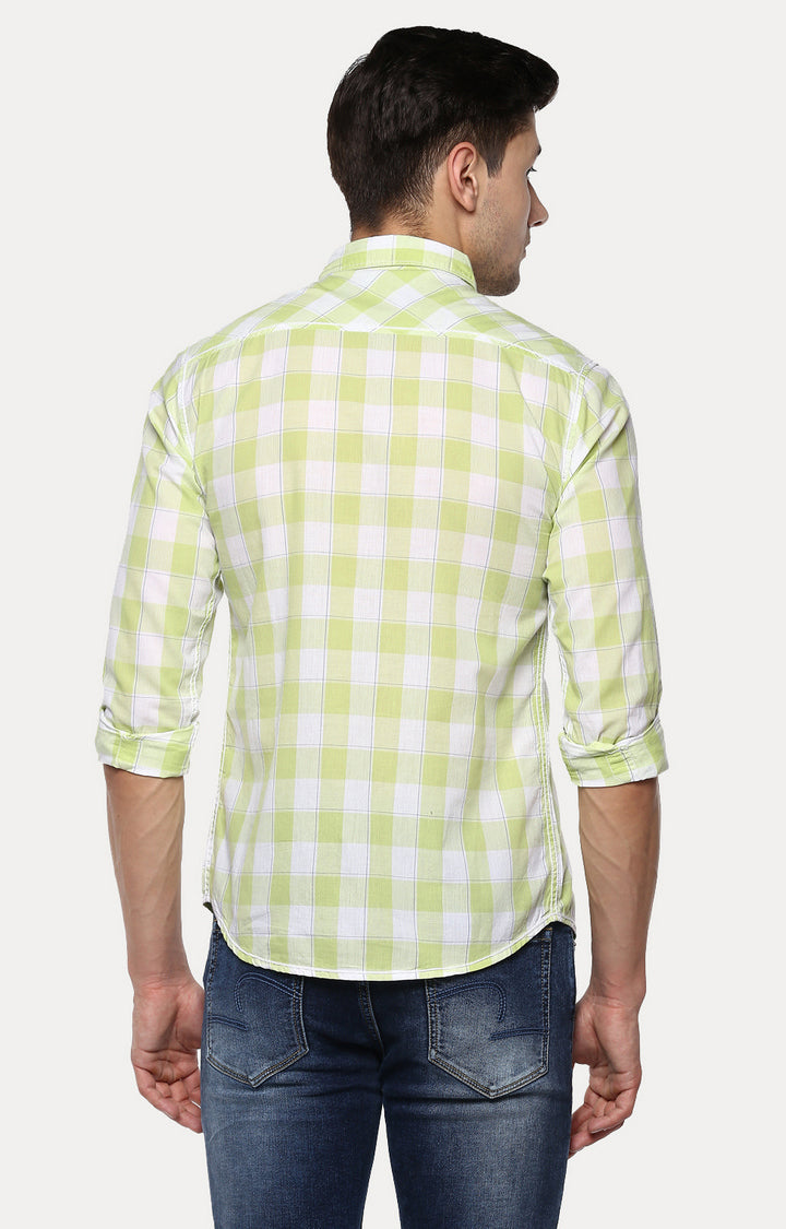 Spykar Men'S Green Cotton Checked Casual Shirts