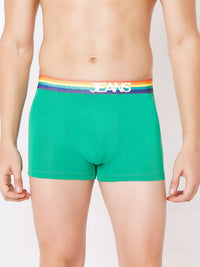 Men Premium Green Multi & Navy Blue Cotton Blend Trunk (Pack Of 2)- Underjeans By Spykar