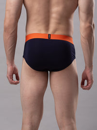 Men Premium Cotton Blend Navy-Orange Brief - (Pack Of 2)- Underjeans By Spykar