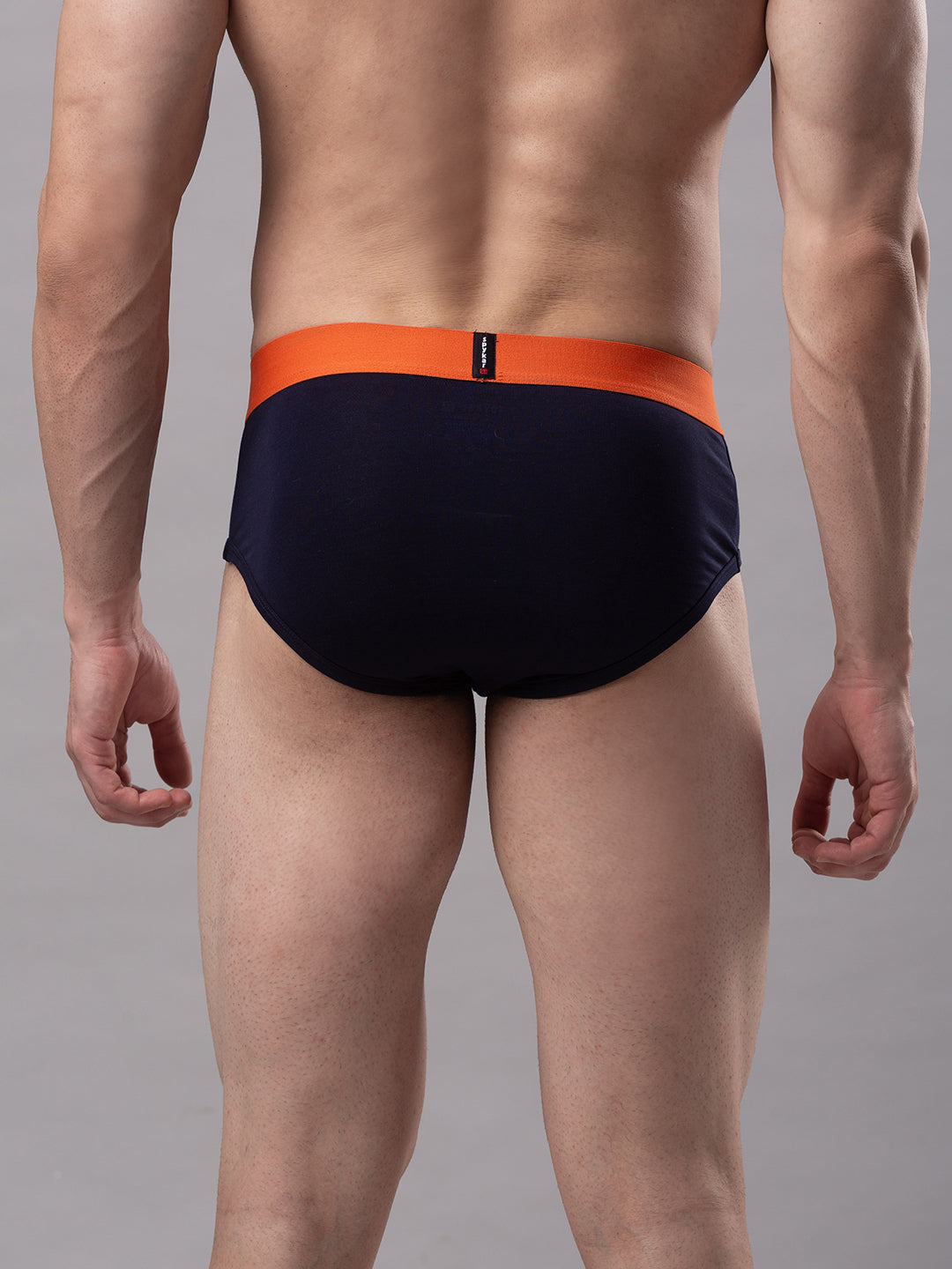 Men Premium Cotton Blend Navy-Orange Brief - (Pack Of 2)- Underjeans By Spykar