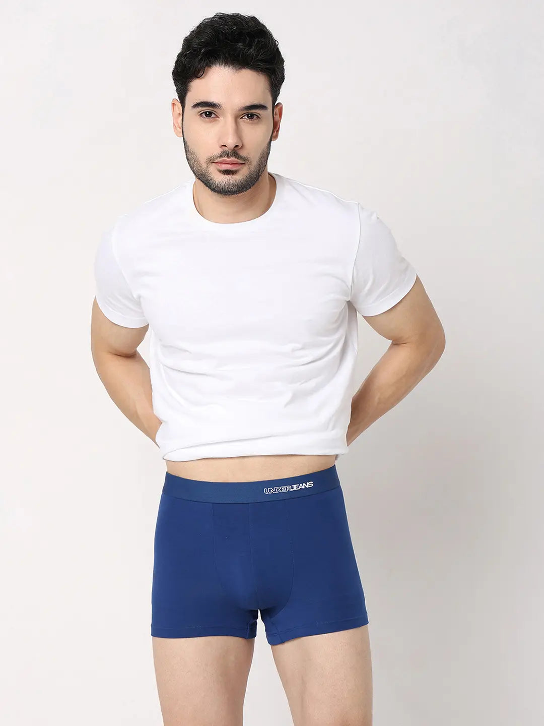 Underjeans by Spykar Men Premium Dark Blue Cotton Blend Regular Fit Trunk