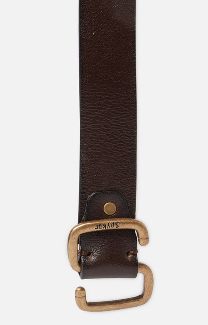 Spykar Men Maroon Genuine Leather Belt