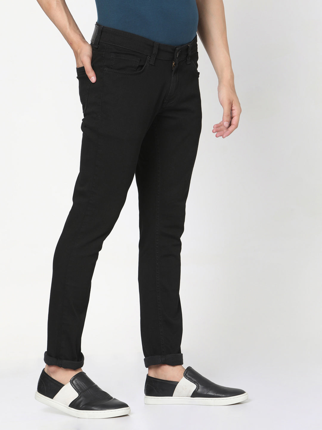 Spykar Men Black Cotton Slim Fit Narrow Length Jeans - (Skinny)