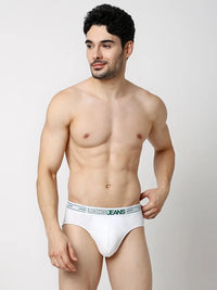 Underjeans By Spykar Men Premium Grey & White Cotton Blend Regular Fit Brief - Pack Of 2