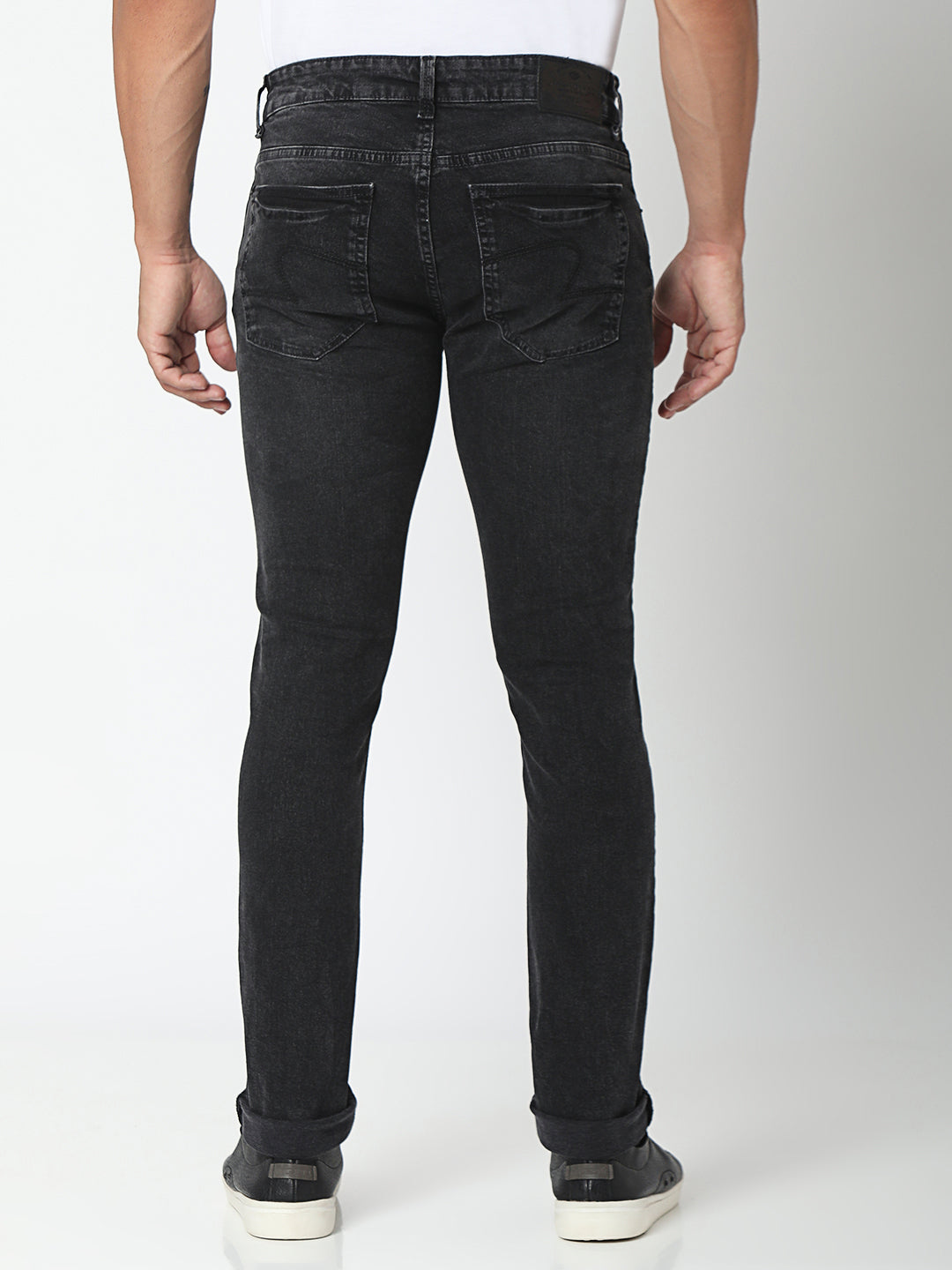 Spykar Charcoal Black Slim Fit Narrow Length Jeans For Men (Skinny)