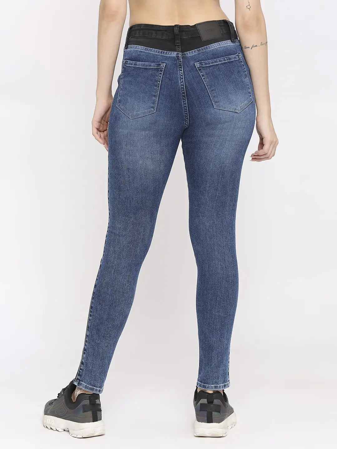 Spykar Women Mid Blue & Black Lycra Super Skinny - Clean Look High Rise Jeans-(Alexa)