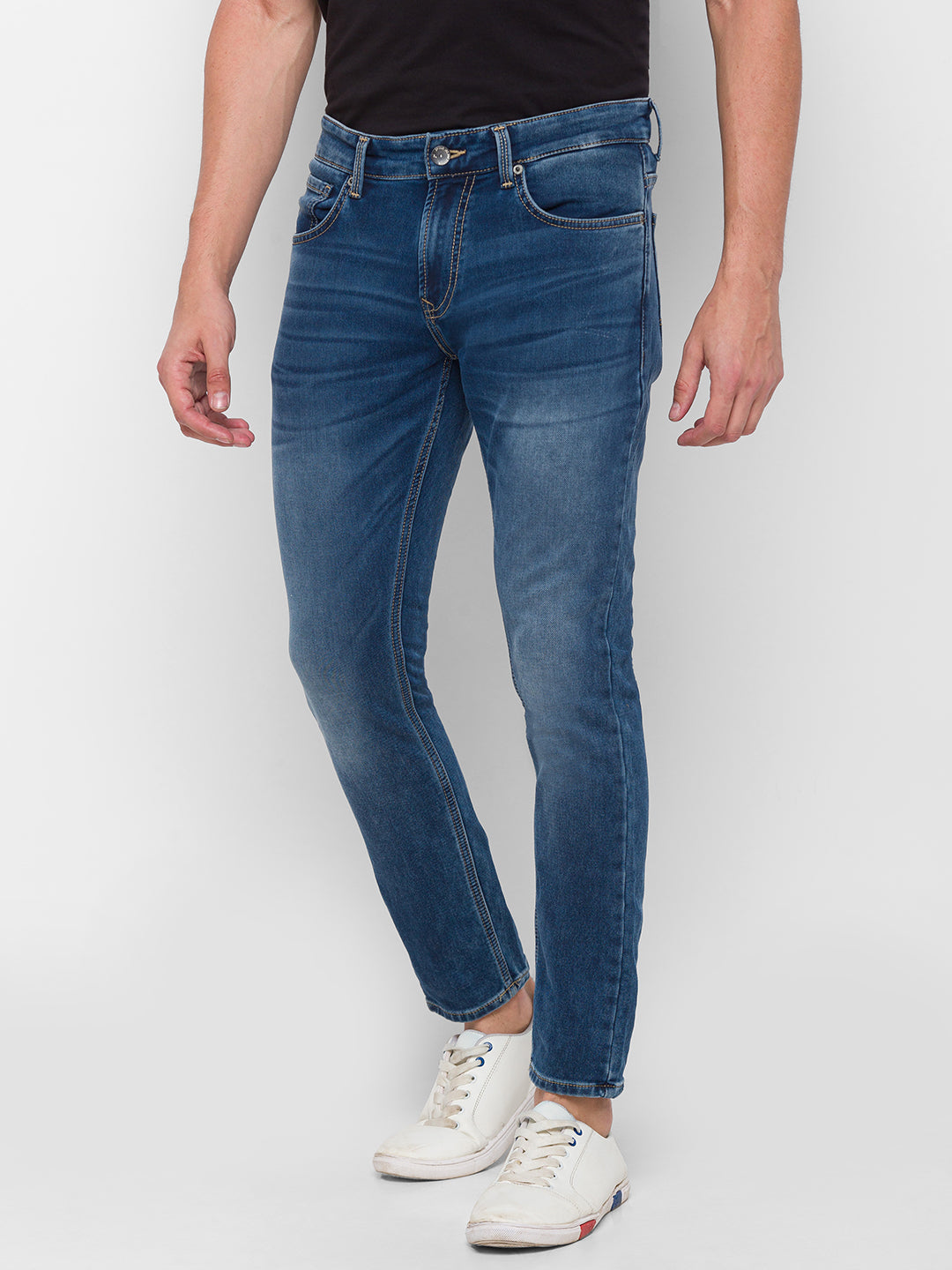 Spykar Men Blue Cotton Slim Fit Tapered Length Jeans (Kano)