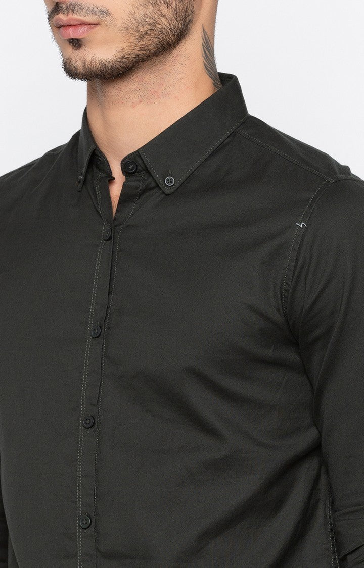 Spykar Men'S Black Cotton Solid Casual Shirts