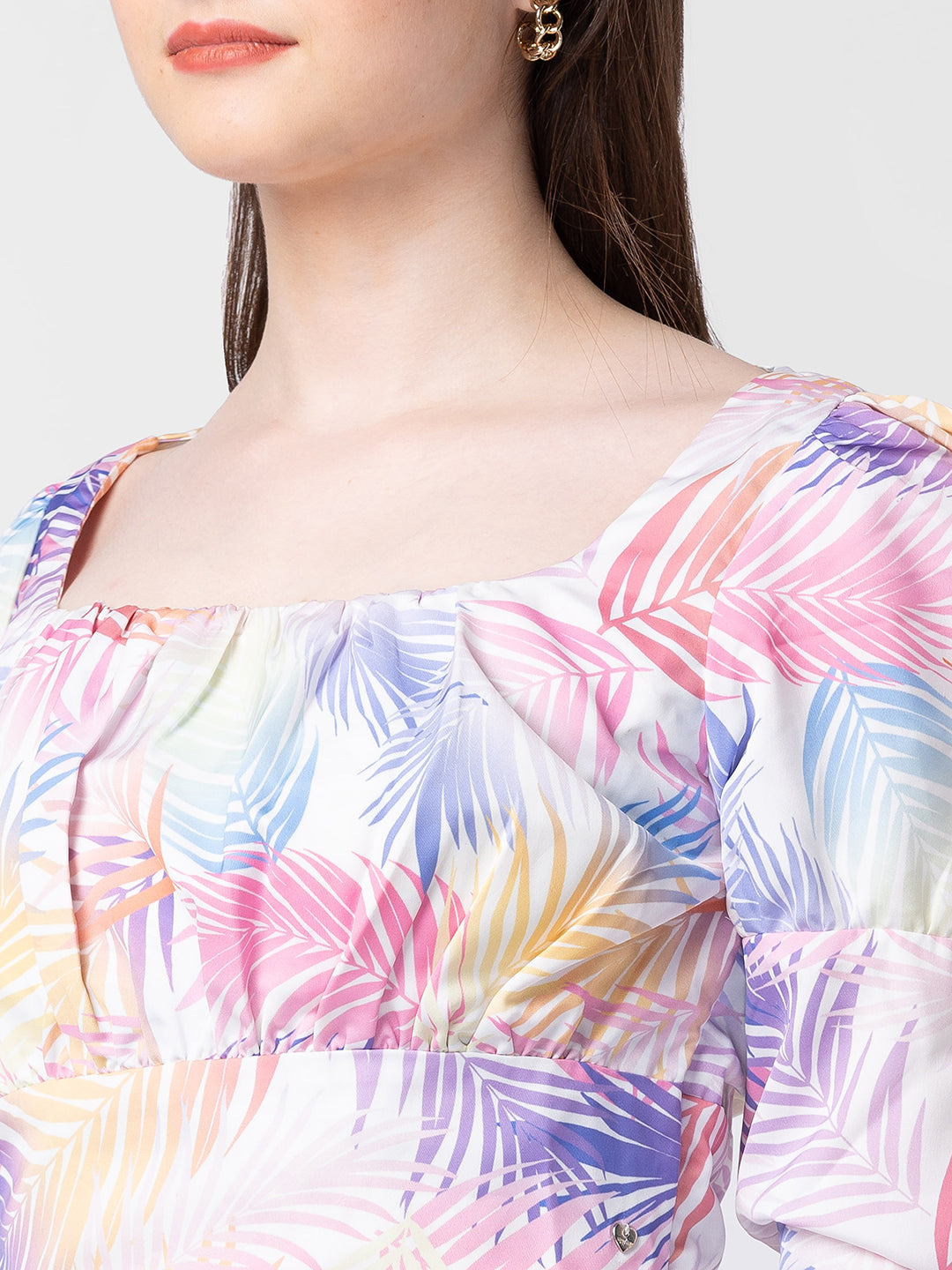 Spykar Women Pink Cotton Floral Crop Top