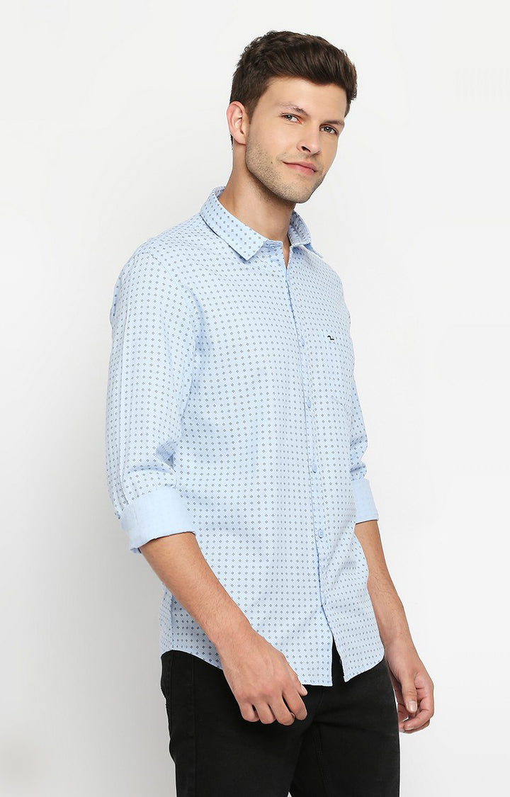 Spykar Men Blue Slim Fit Full Sleeve Checkered Shirt