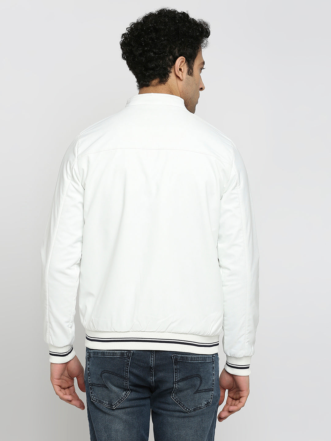 Buy Online|Spykar Women White Slim Fit High Neck Plain Crop Jacket