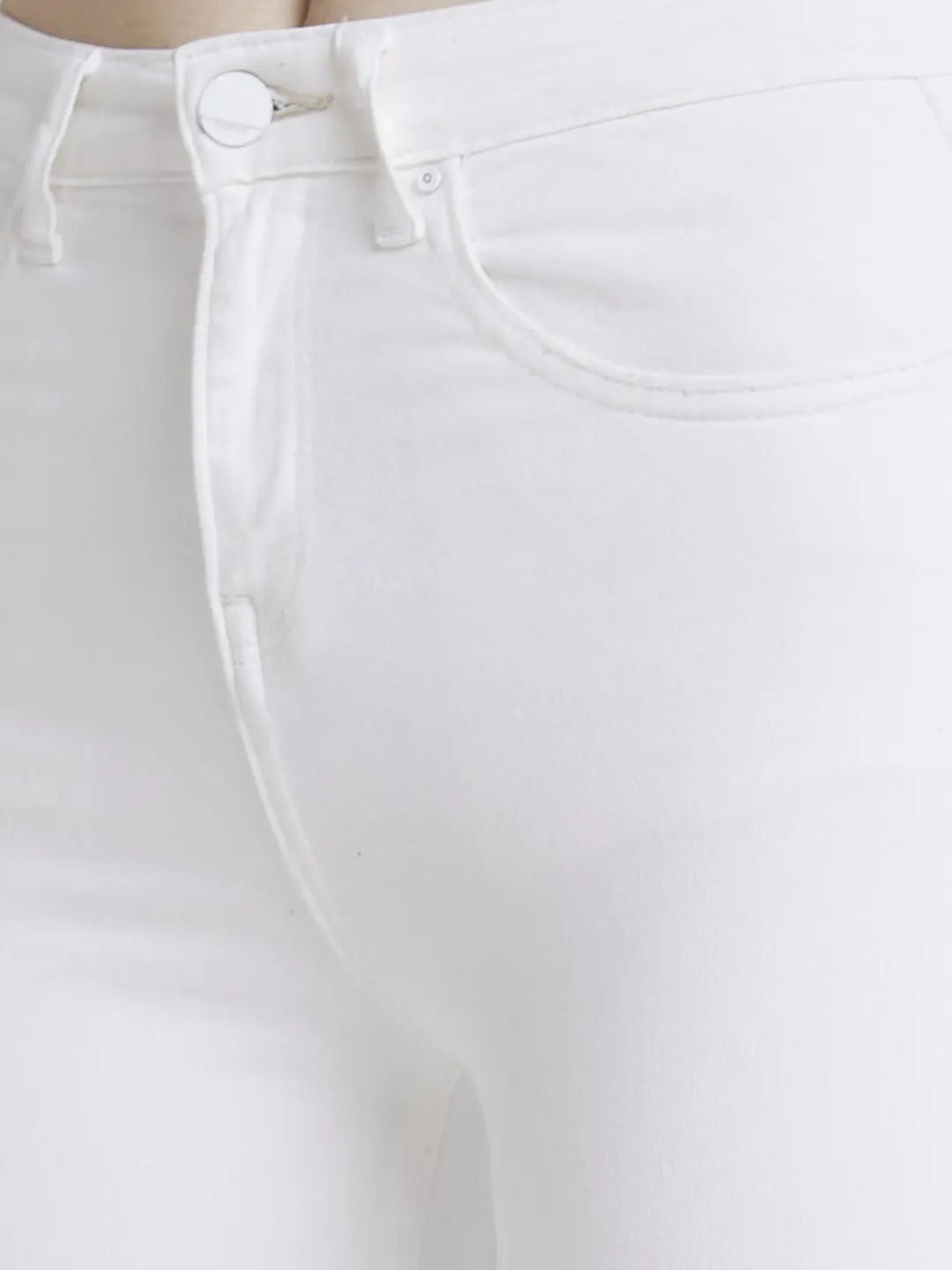 Spykar Women White Lycra Skinny Fit Regular Length Slash Knee Jeans -(Adora)