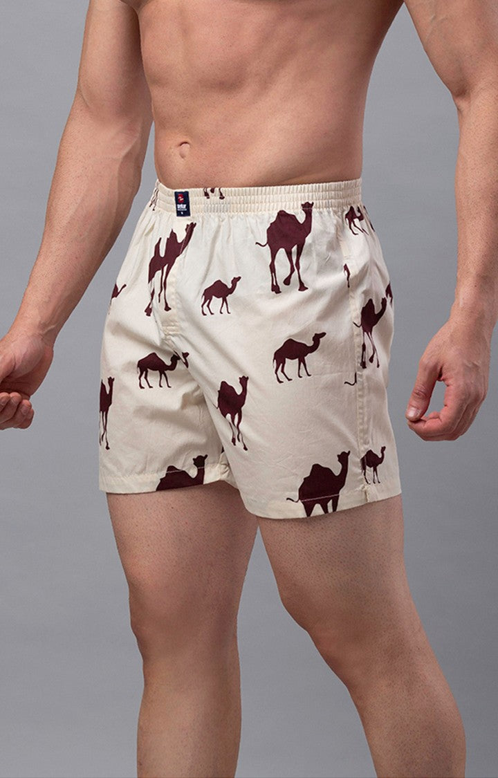 Beige Cotton Boxers for Men Premium - (Pack of 2)- UnderJeans by Spykar