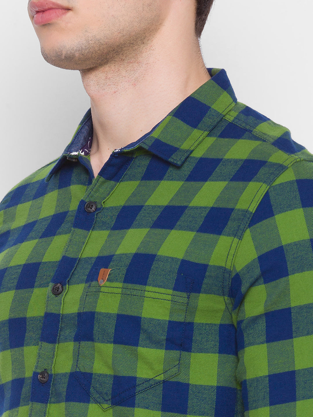 Spykar Slim Fit Green Cotton Men Shirt