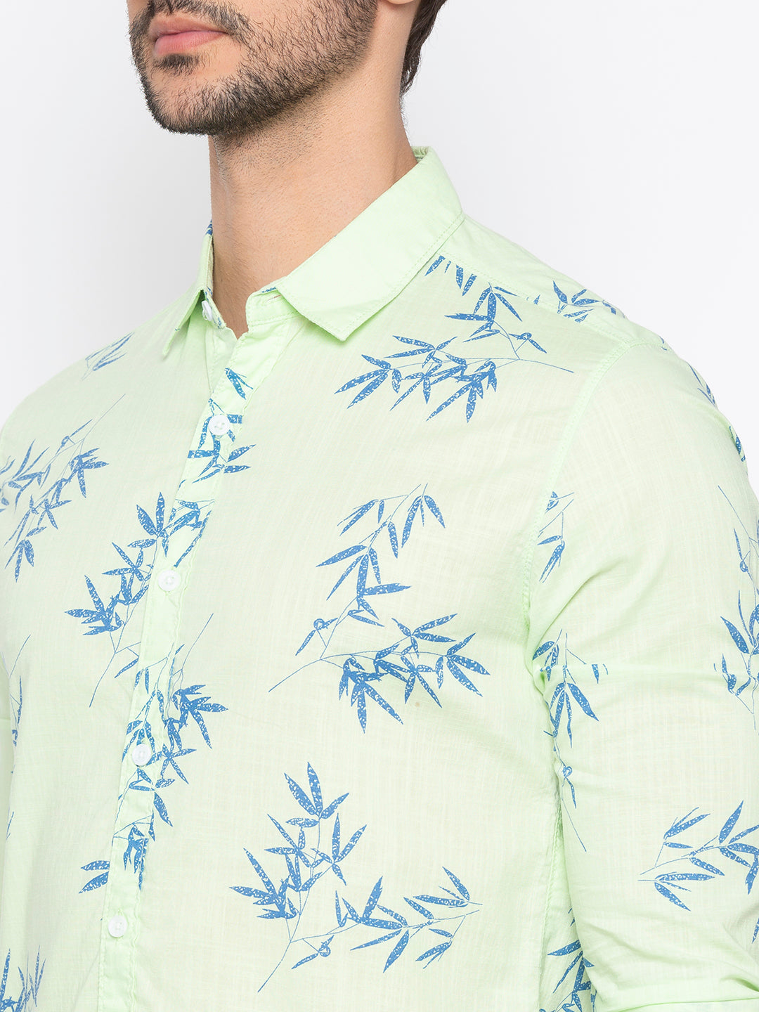 Spykar Men Lime Green Cotton Slim Fit Shirt