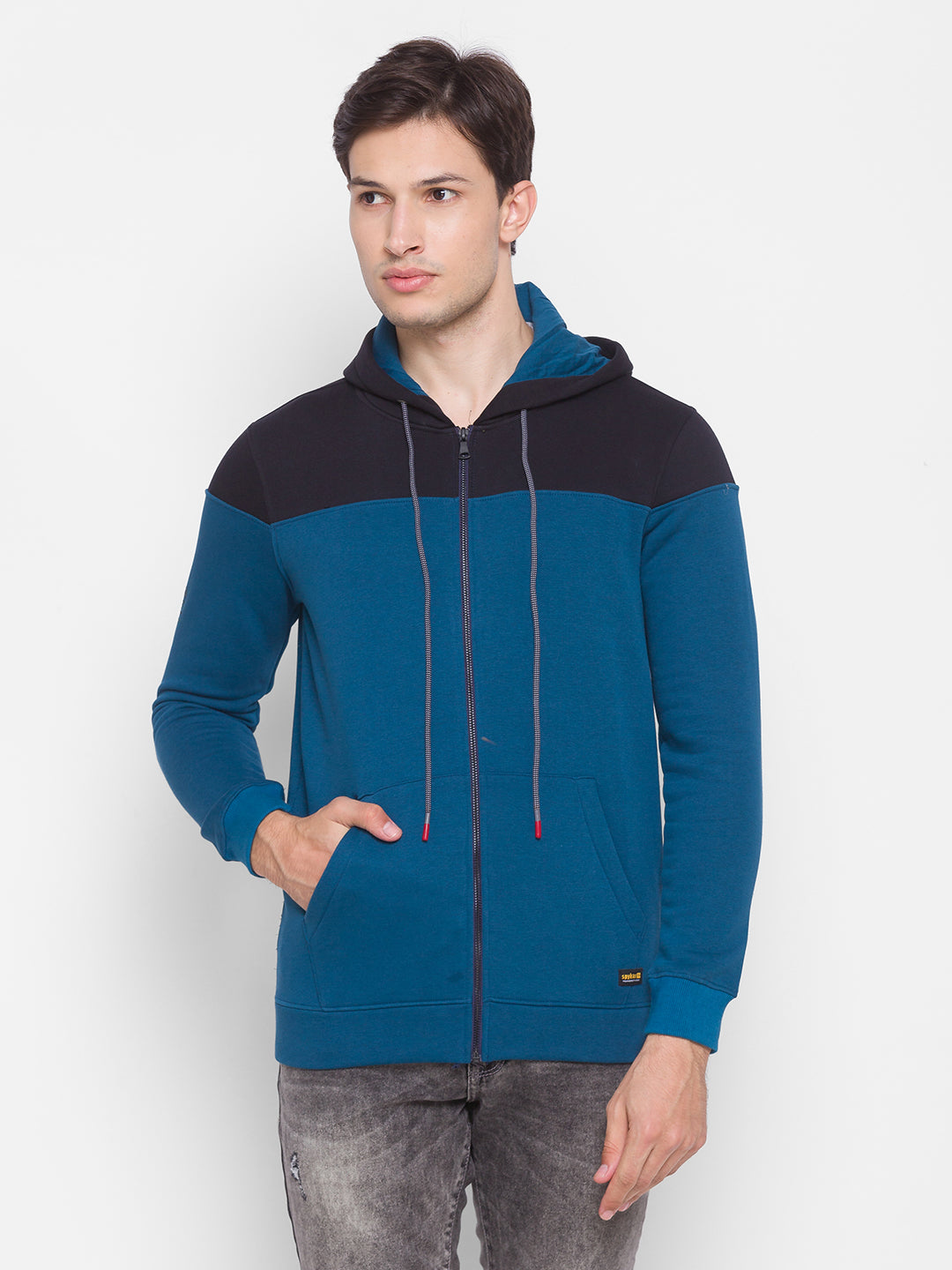 Spykar Blue Cotton Sweatshirt For Men