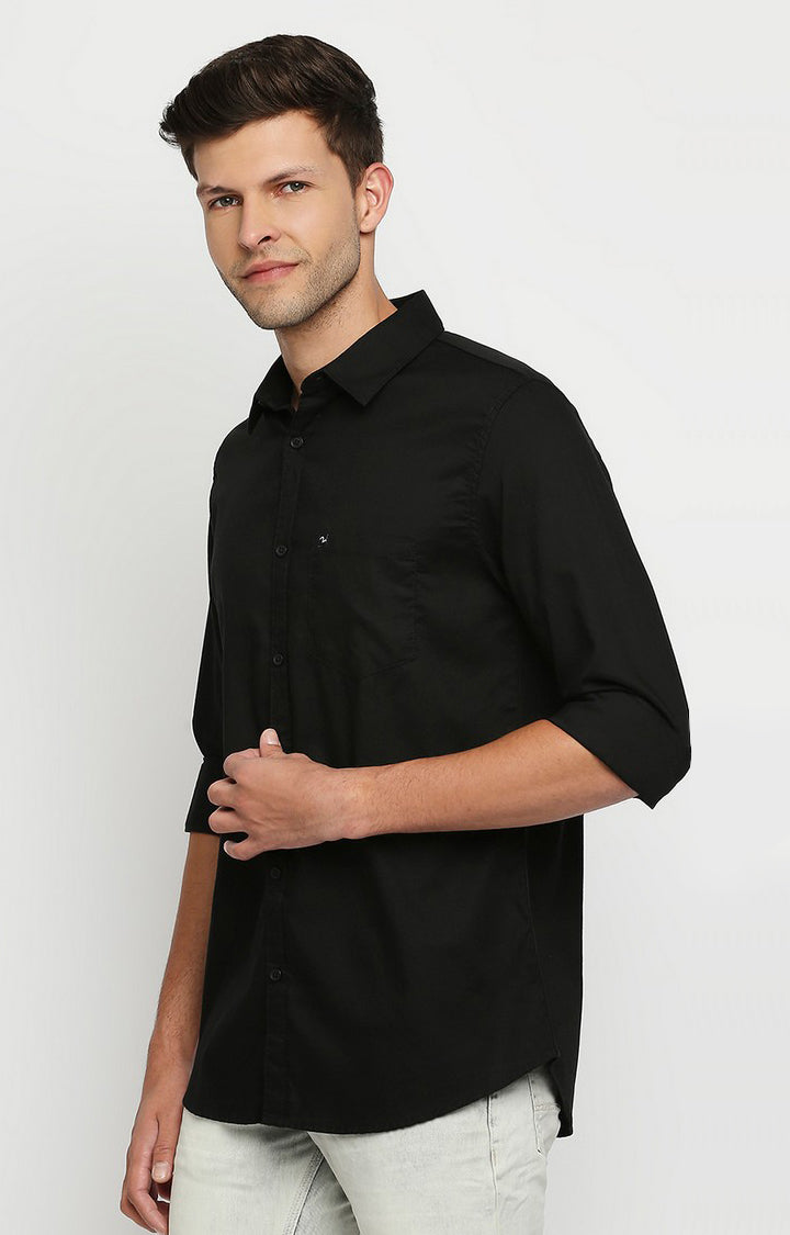 Spykar Men Black Cotton Slim Fit Casual Shirts