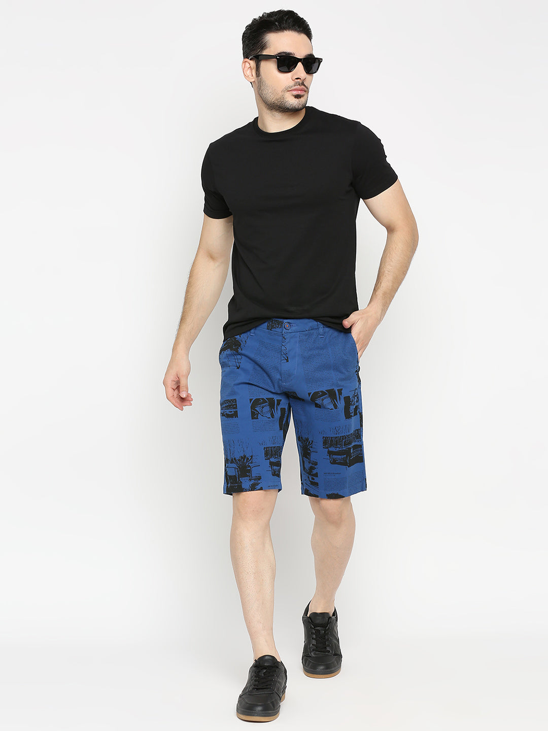 Spykar Men Indigo Blue Cotton Slim Fit Shorts