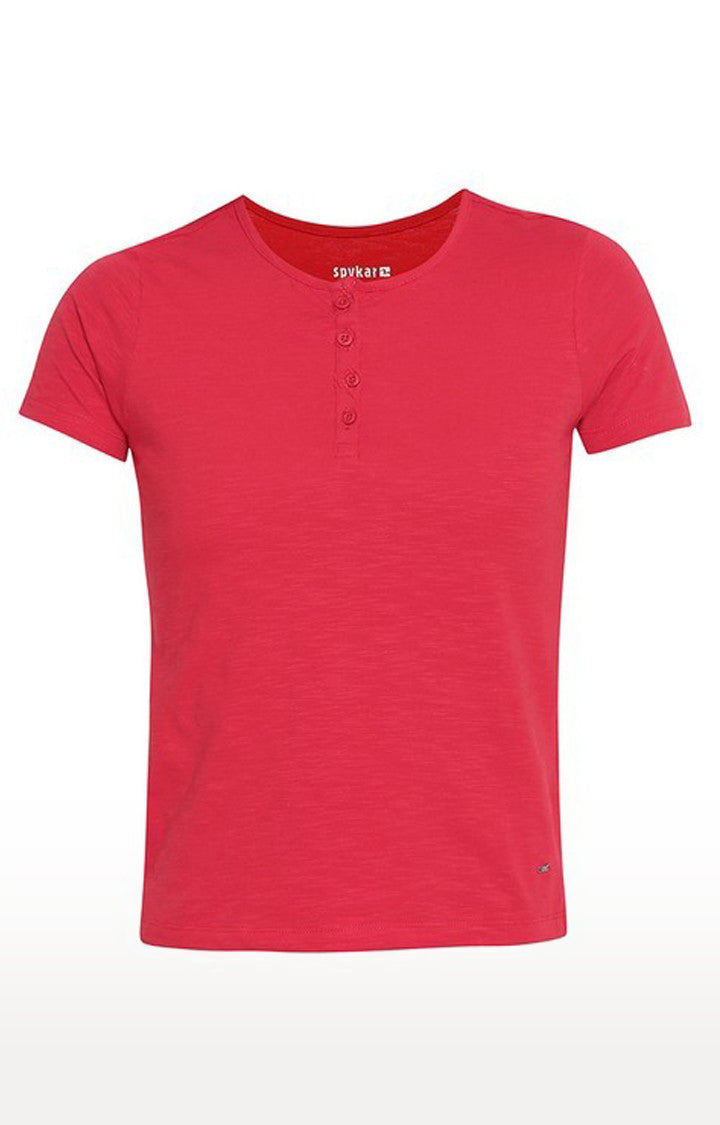 Spykar Women Red Viscose Slim Fit M and arin T-Shirts