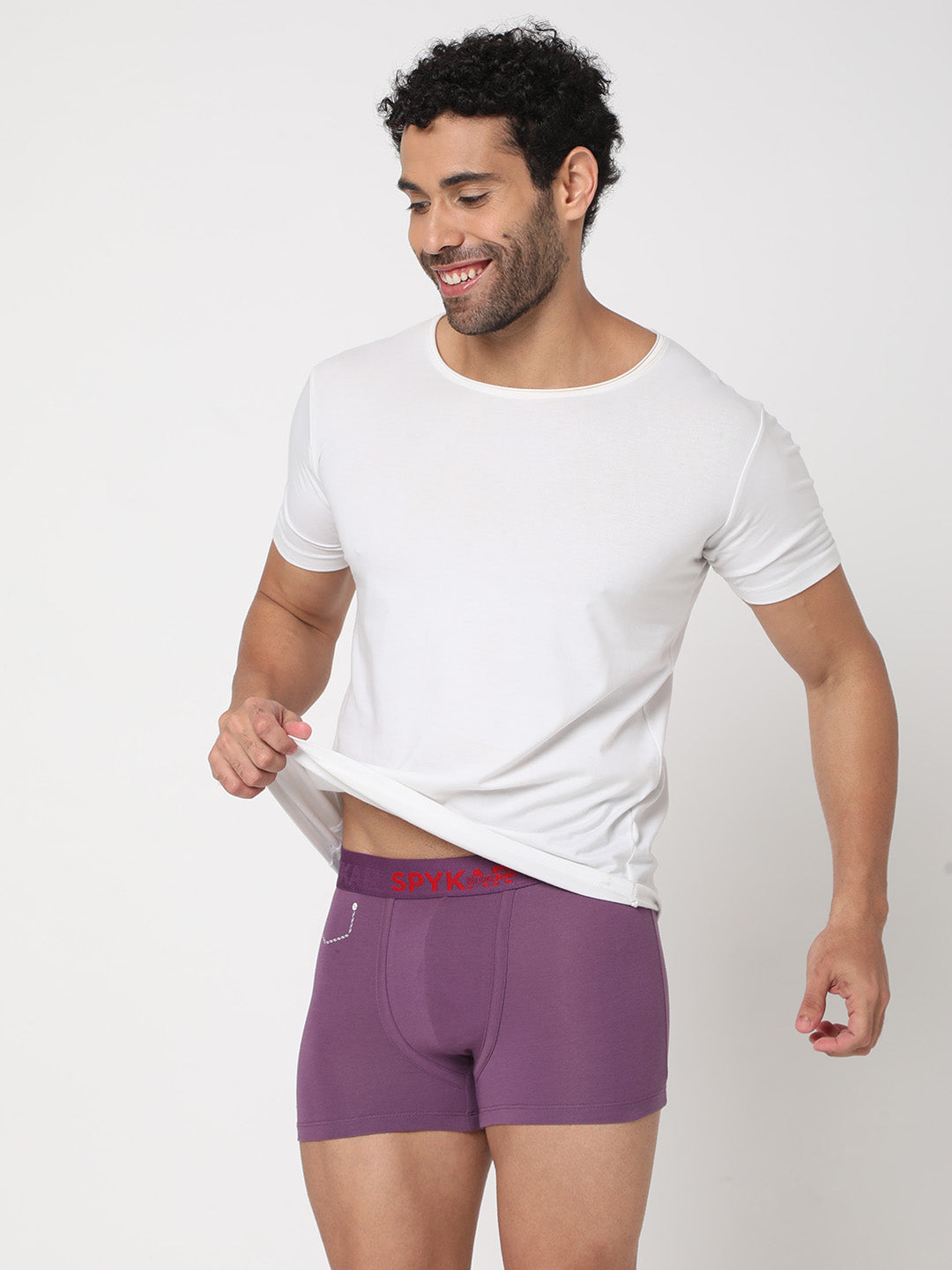 Men Premium Dull Purple Cotton Blend Trunk- Underjeans By Spykar