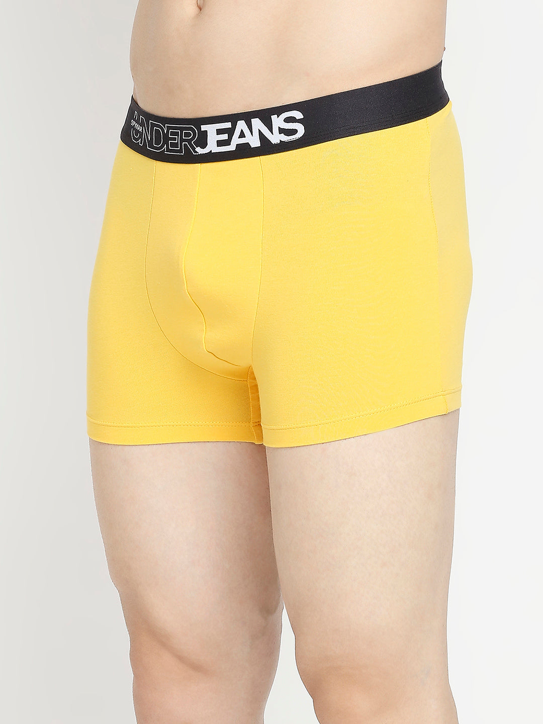 Men Premium Yellow & Black Cotton Blend Trunk - Pack Of 2- Underjeans By Spykar