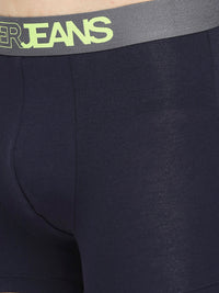 Men Premium Yellow & Navy Blue Cotton Blend Trunk - Pack Of 2- Underjeans By Spykar
