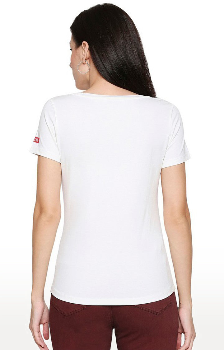 Spykar Women Cotton White T-Shirt