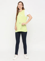 Spykar Women Pea Green Cotton Regular fit Round Neck Printed T-Shirts