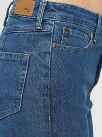 Spykar Women Mid Blue Cotton Skinny Fit Ankle Length Clean Look Mid Rise Jeans (YNR)