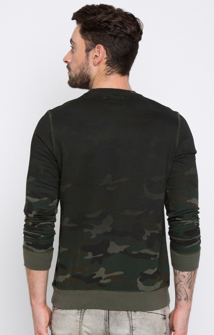 Spykar Green Printed Slim Fit Sweatshirt