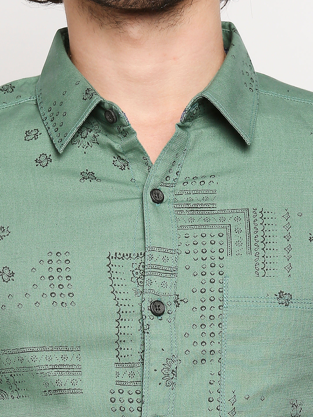 Spykar Men Sage Green Cotton Slim Fit Shirt