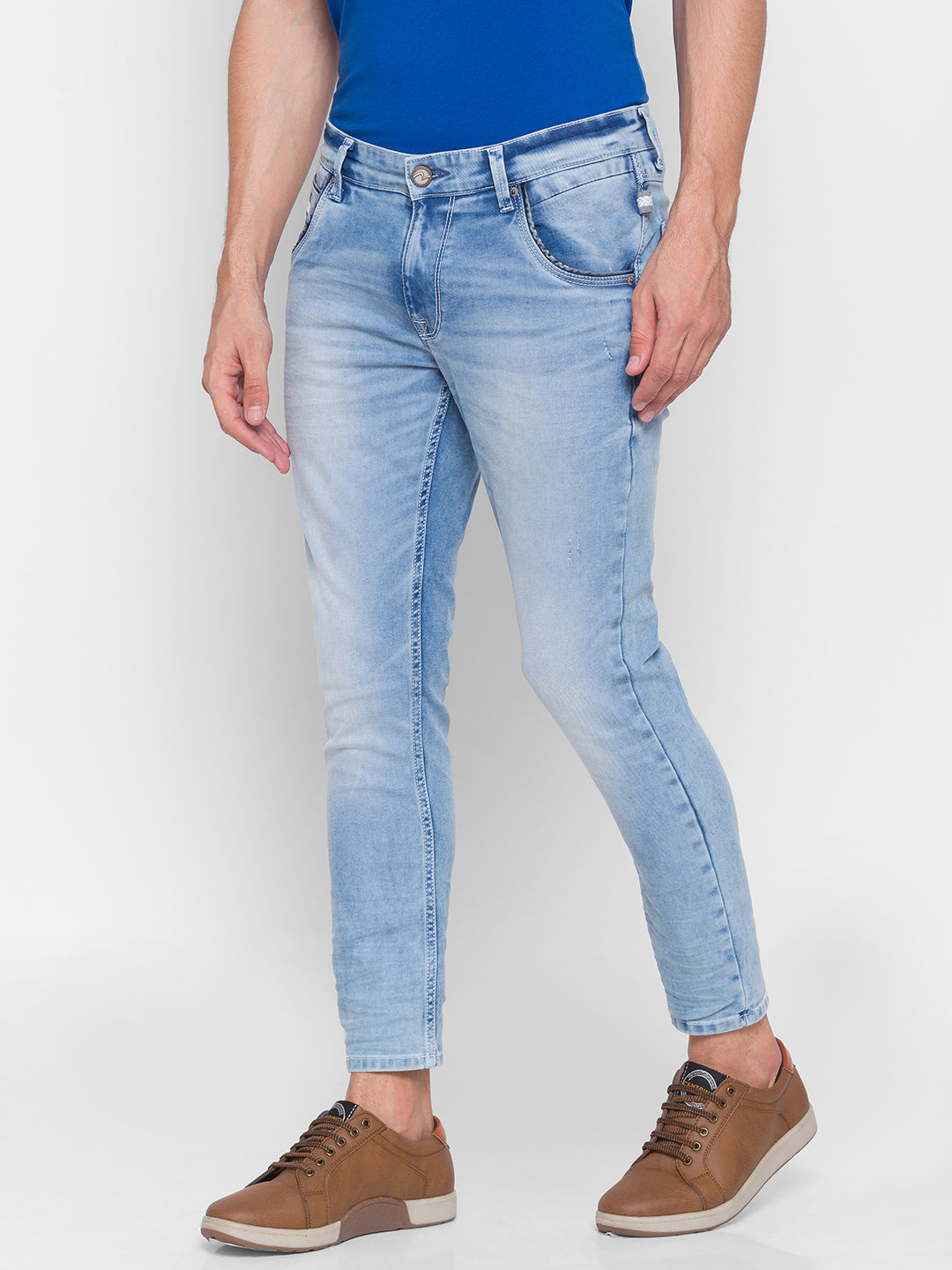 Spykar Men Blue Cotton Slim Fit Tapered Length Jeans (Kano)