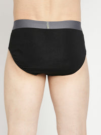 Men Premium Yellow & Black Cotton Blend Brief - Pack Of 2- Underjeans By Spykar