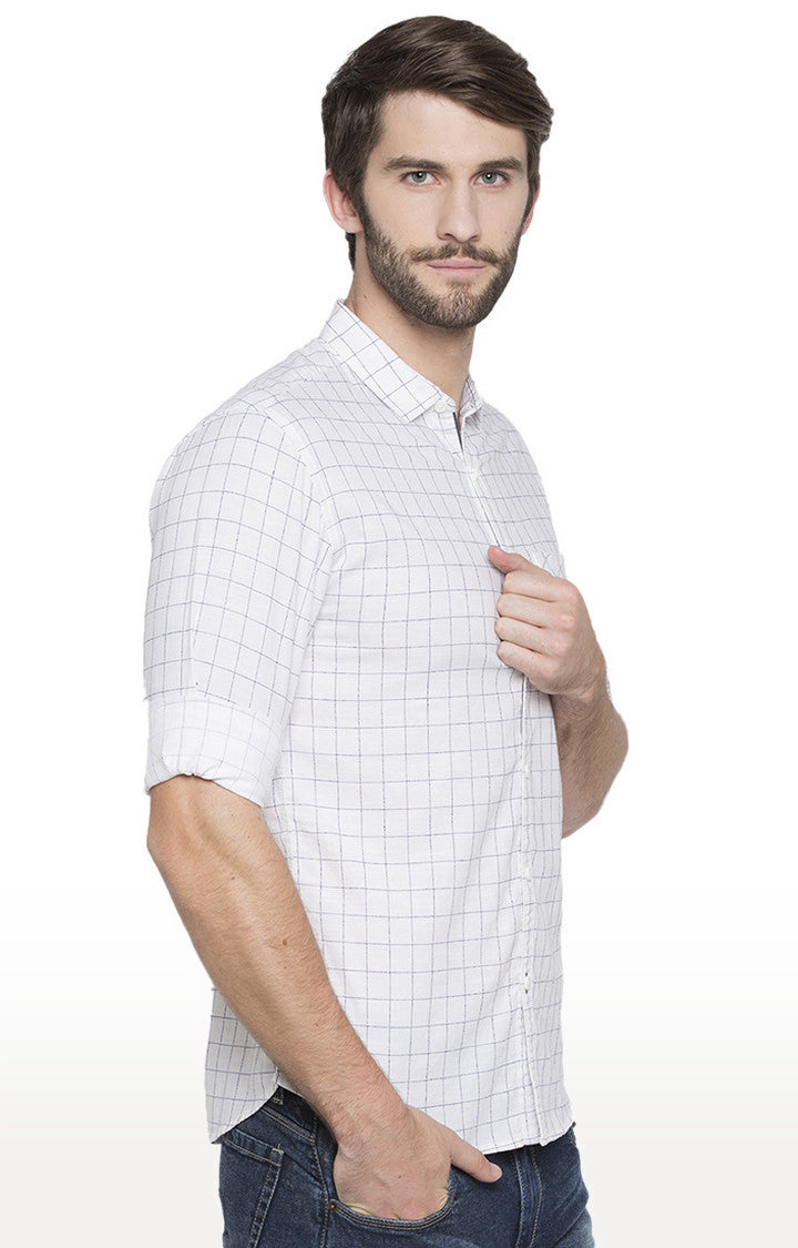 Spykar Men'S White Cotton Checked Casual Shirts