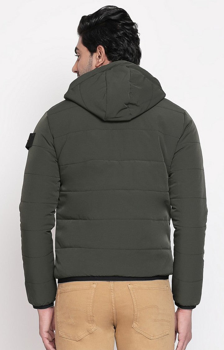 Spykar Men Olive Solid Hoodie