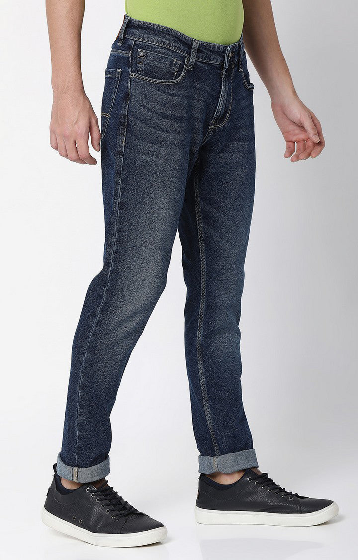 Spykar Men Dark Blue Cotton Slim Fit Tapered Length Jeans (Kano)