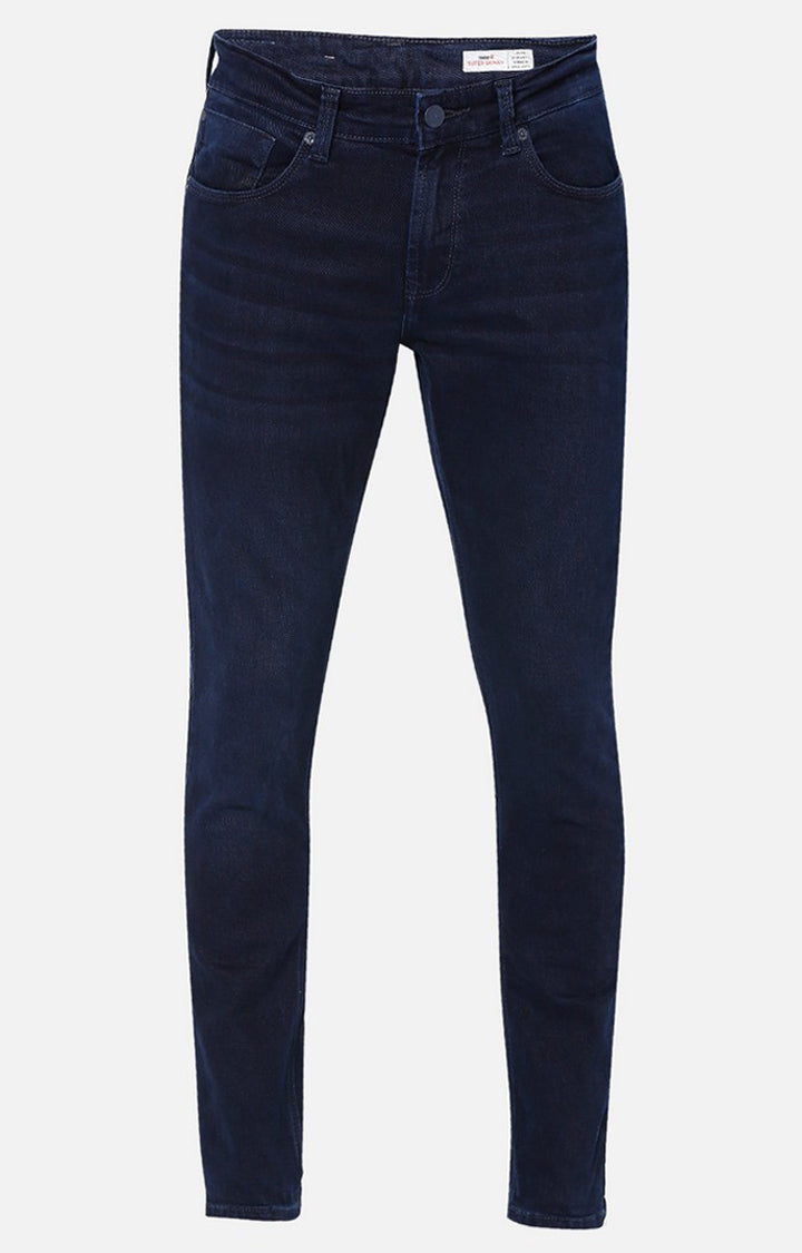 Spykar Men Navy Blue Cotton Slim Fit Narrow Length Jeans (Skinny)