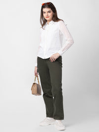 Spykar Women Olive Green Cotton Straight Fit Regular Length Jeans (Bella)