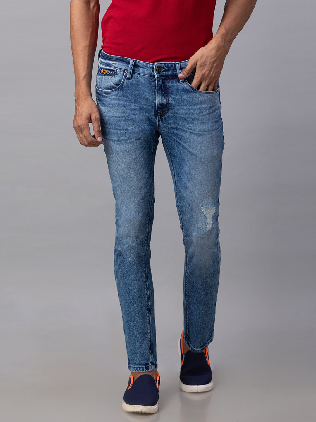 Spykar Men Blue Cotton Slim Fit Tapered Length Jeans (Kano)